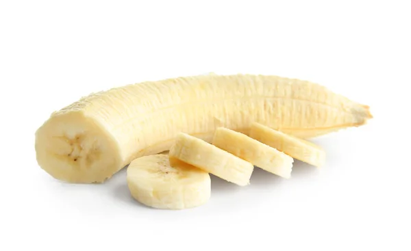 Banana pelata isolata su bianco — Foto Stock