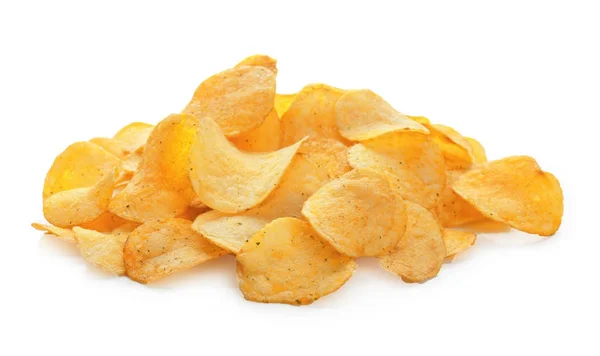 Potatischips på vit — Stockfoto