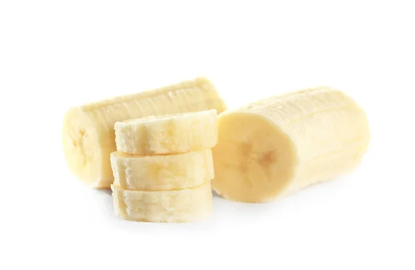Banán szeletek elszigetelt fehér — Stock Fotó