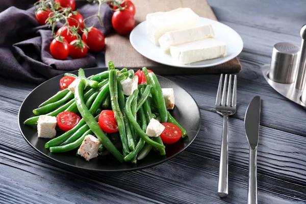 Plate with delicious green beans — Stock Photo, Image