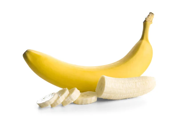 Ripe bananas on white — Stock Photo, Image