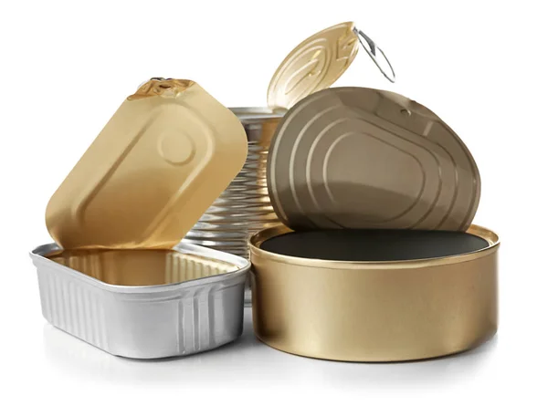 Opened tin containers — Stock Photo, Image