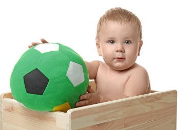 Şirin bebek beyaz izole ahşap sepeti