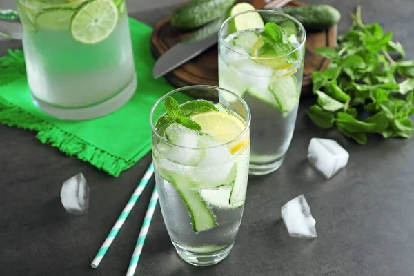 Fresh cucumber water with lemon — Stock Photo, Image