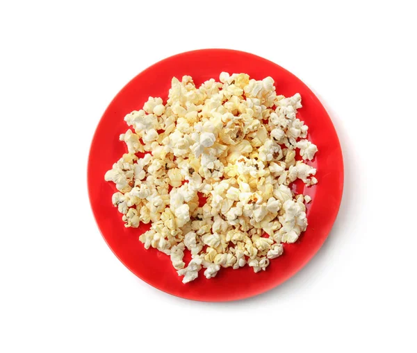 Plate with delicious popcorn — Stock Photo, Image