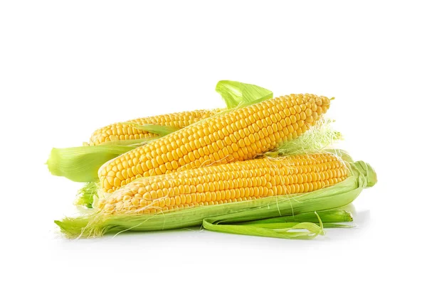 Ripe corn cobs on white background — Stock Photo, Image