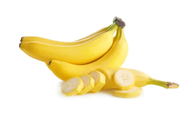 Ripe bananas on white — Stock Photo, Image