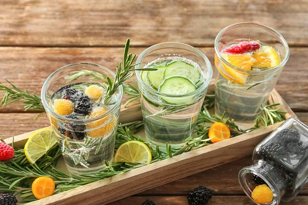 Glasses with rosemary drinks — Stock Photo, Image