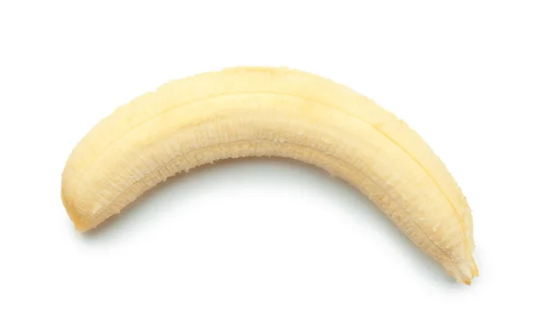 Banana descascada isolada em branco — Fotografia de Stock