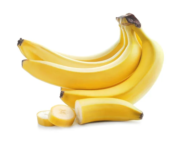 Ripe fresh bananas on white background — Stock Photo, Image