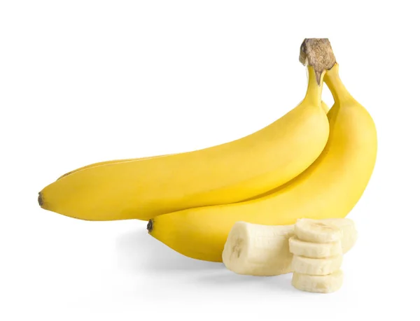 Rijpe bananen op wit — Stockfoto