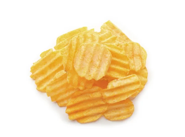 Kartoffelchips auf weißem Hintergrund — Stockfoto