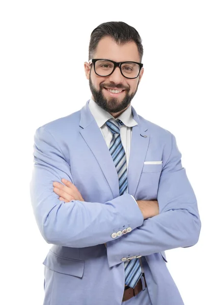 Guapo exitoso hombre de negocios sobre fondo blanco — Foto de Stock