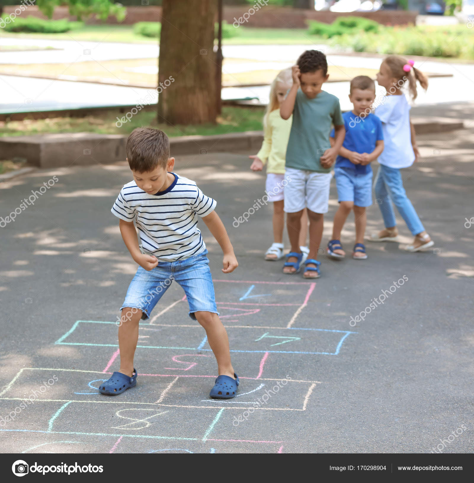 playing hop scotch playing hop scotch