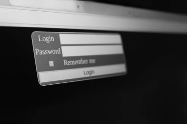 Bilgisayar ekranında giriş formu