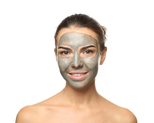 Jeune femme avec masque facial — Photo