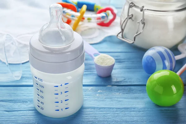 Baby bottle with milk formula — Stock Photo, Image