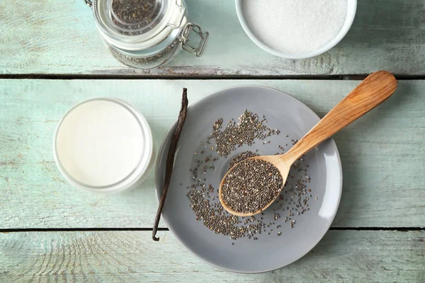 Ingredienti per budino di semi di chia — Foto Stock