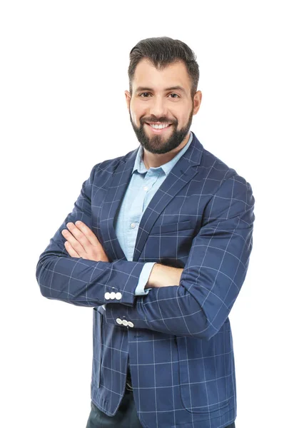 Guapo exitoso hombre de negocios sobre fondo blanco — Foto de Stock