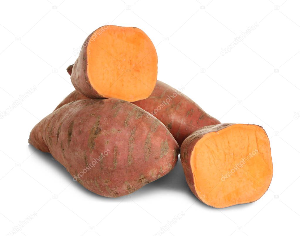 Sweet potatoes on white 