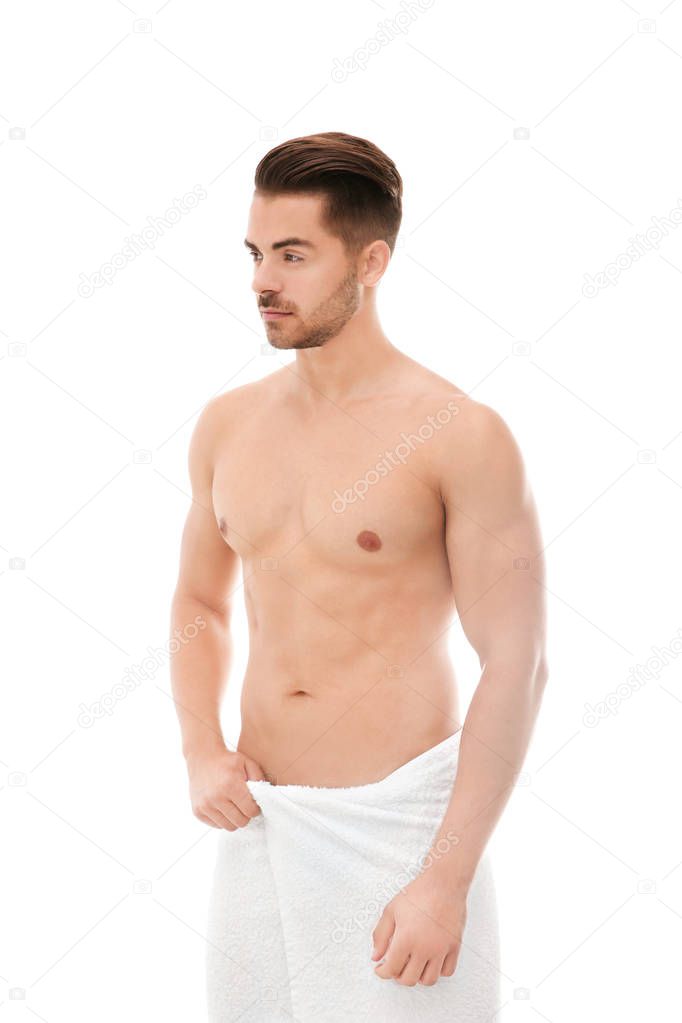 Sexy man wrapped in towel 