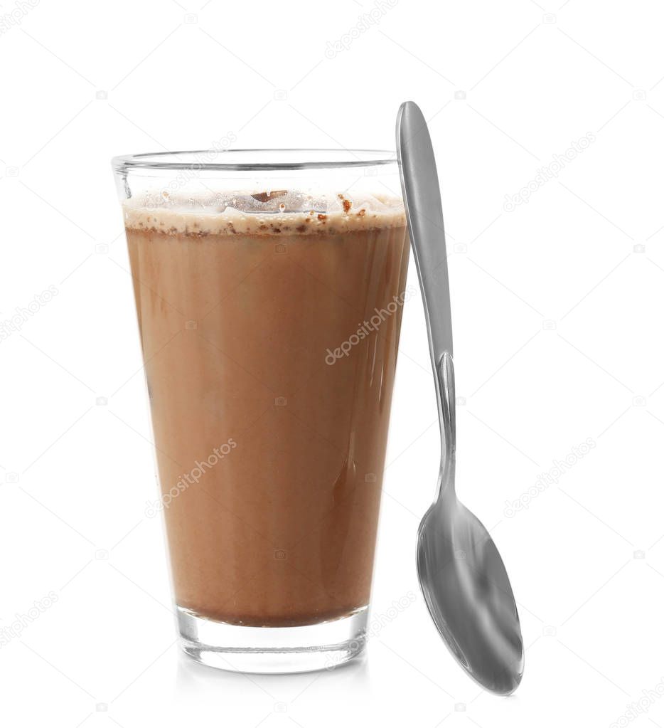 Glass with protein shake 