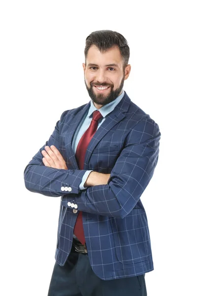 Guapo exitoso hombre de negocios sobre fondo blanco —  Fotos de Stock