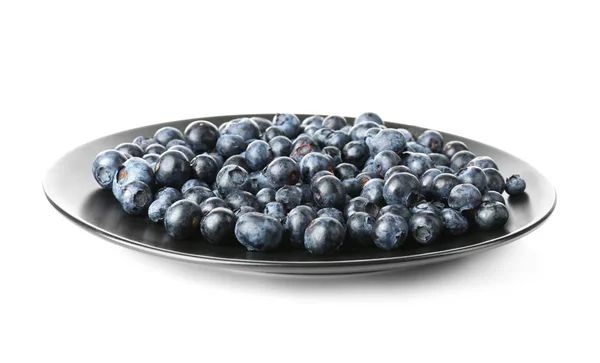 Plate with fresh acai berries, isolated on white — Stock Photo, Image