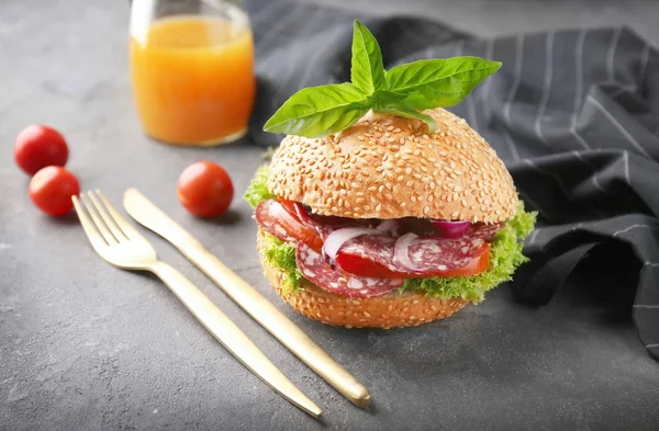 Delicious sausage sandwich — Stock Photo, Image