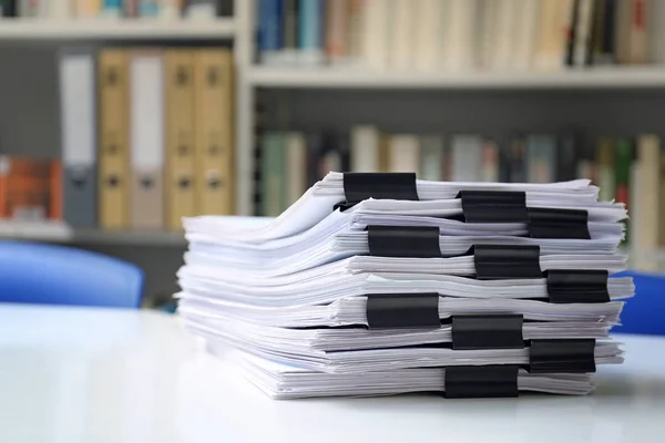 Stack of documents on table in archive — Stock Photo, Image