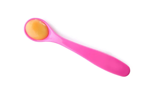 Spoon with baby food — Stock Photo, Image