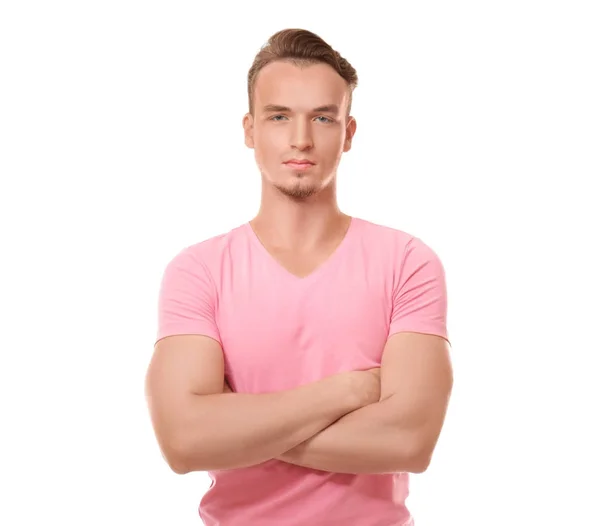 Young man on white background — Stock Photo, Image