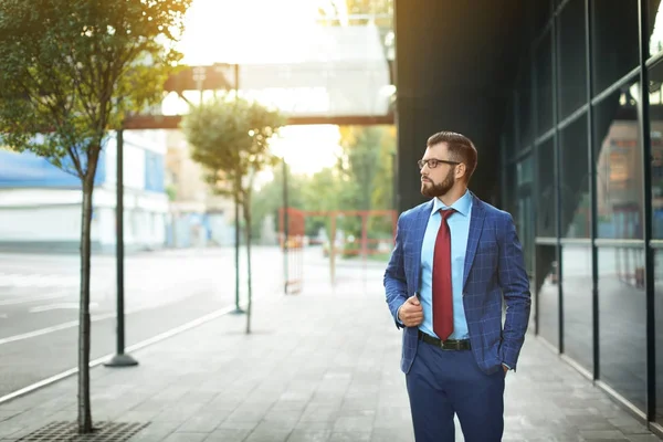Handsome successful businessman outdoors — Stock Photo, Image