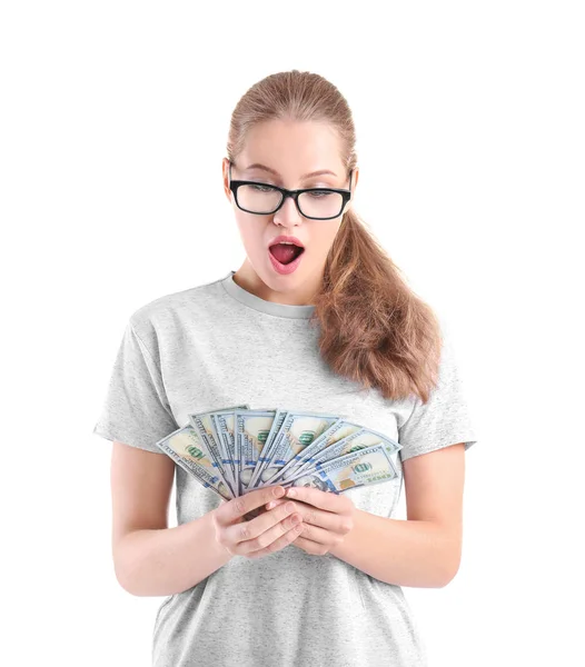 Young woman with dollar bills Stock Picture