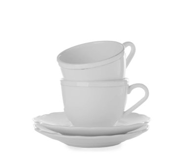 Beyaz arka plan üzerinde seramik dishware