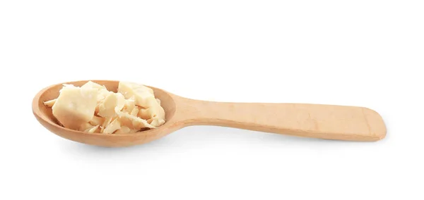 Wooden spoon with cocoa butte — Stock Photo, Image