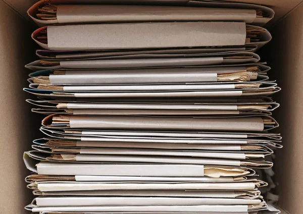 Stack of folders with documents, closeup — Stock Photo, Image