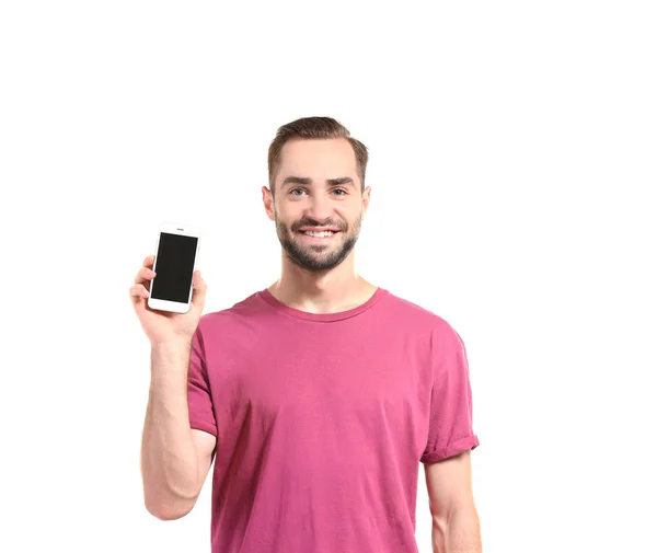 Aantrekkelijke jonge man met smartphone — Stockfoto