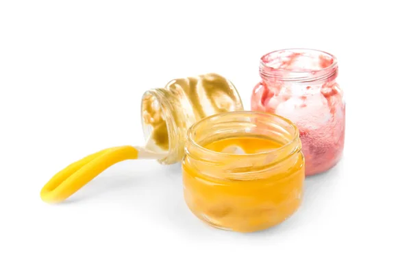 Empty baby food jars — Stock Photo, Image