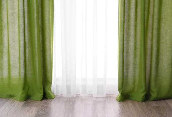 Beautiful color curtains indoors — Stock Photo, Image