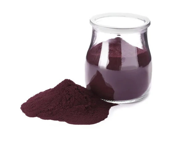 Acai tozu ile jar — Stok fotoğraf