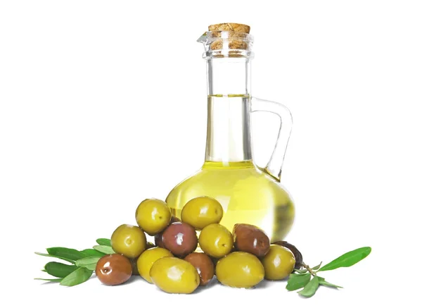 Jug with olive oil — Stock Photo, Image