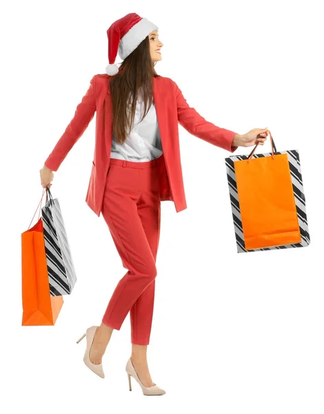 Woman in Santa Claus hat — Stock Photo, Image