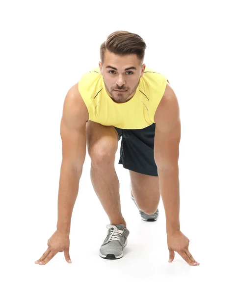 Homem de sportswear se preparando para correr — Fotografia de Stock