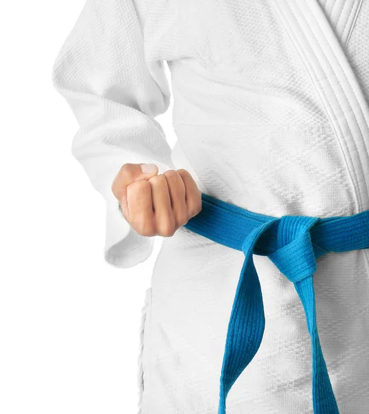 Muž v karategi na bílém — Stock fotografie