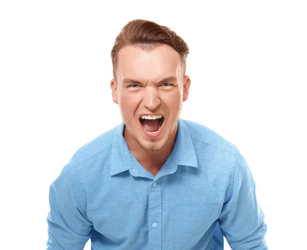 Retrato del hombre emocional sobre fondo blanco — Foto de Stock