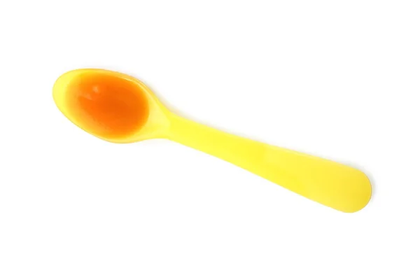 Spoon with baby food — Stock Photo, Image