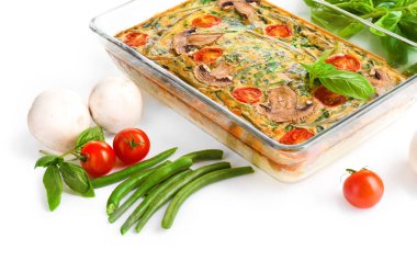 Yemek pişirme içinde ıspanak frittata