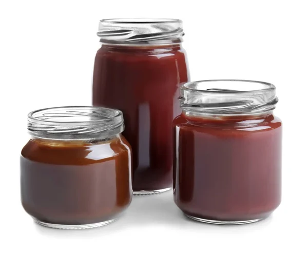 Jars with baby food — Stock Photo, Image