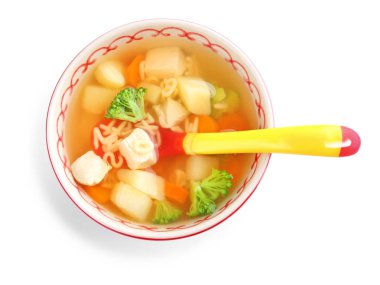 Bebek için çorba ile kase